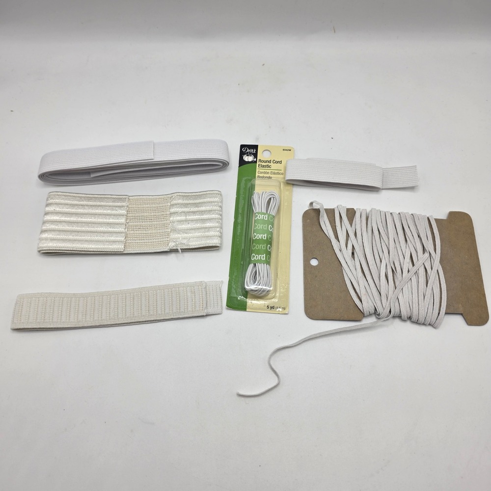 Elastic Cord Flat Band Bundle White Sewing Crafting DIY‎ Notions Lot